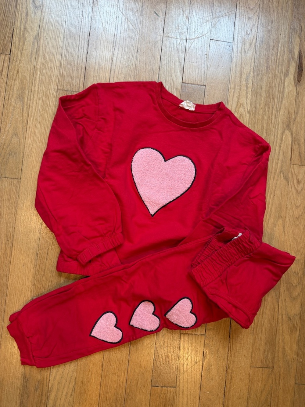 Jessica Simpson Red Kids  Set with Pink Heart Appliqués